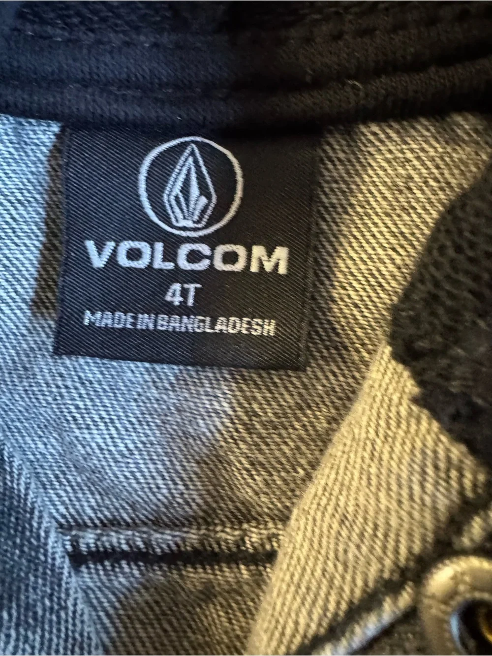 Volcom Kids Hooded Jean Jacket in Gray Wash with Black Hood